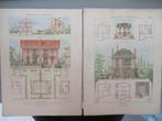 4 lithographies, 1900 Architecture Nouvelle E. Gillet Imp. M, Envoi