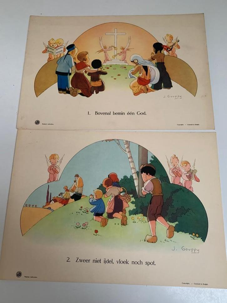 De tien geboden. J. Gouppy, Verzamelen, Postkaarten | Themakaarten, Ophalen of Verzenden
