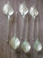 6 vintage groene glazen bladeren Murano luchter onderdelen, Ophalen of Verzenden