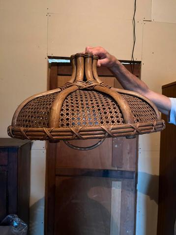 Lampe suspendue rétro en rotin, Moins de 50 cm, Enlèvement, Utilisé, Autres matériaux