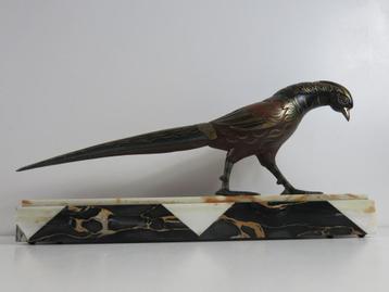 Art deco  metalen sculptuur Fazant Gilly Frankrijk ca 1930 beschikbaar voor biedingen