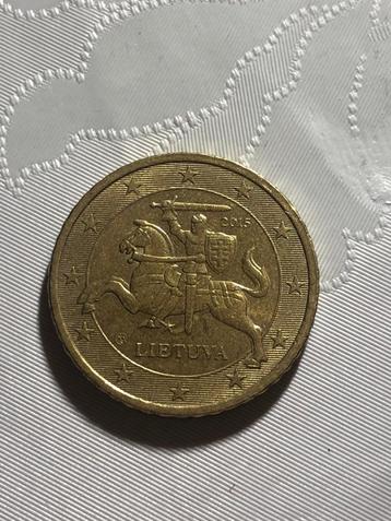 Gebruikte Litouwse euromunt van 50 cent uit 2015 in goede st beschikbaar voor biedingen