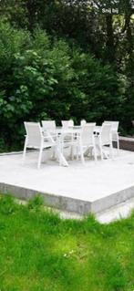 Set de jardin, chaise en métal blanc, verre sur la table, Jardin & Terrasse, Ensembles de jardin, Chaise, Salons de jardin, Aluminium