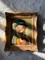 Vintage portret van een oude man met Pijp - Ingelijst, Ophalen of Verzenden