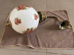 Lampe suspendue en verre antique 2065 avec roses et cuivre, Enlèvement ou Envoi