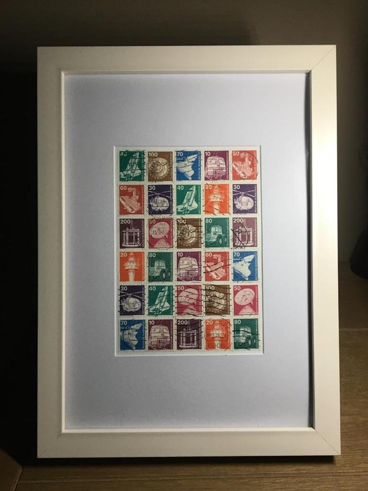 Kader collage Duitse postzegels 1975-1982, Antiek en Kunst, Kunst | Overige Kunst, Ophalen of Verzenden