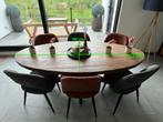 Ovale industriële tafel met stoelen, Huis en Inrichting, Ophalen, 200 cm of meer, 50 tot 100 cm, Vijf personen of meer