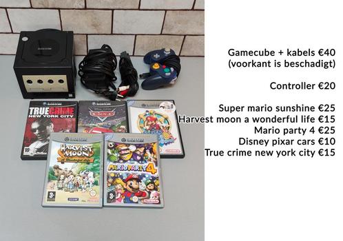 GameCube console en games - Harvest moon Mario party, Games en Spelcomputers, Spelcomputers | Nintendo GameCube, Gebruikt, Ophalen of Verzenden