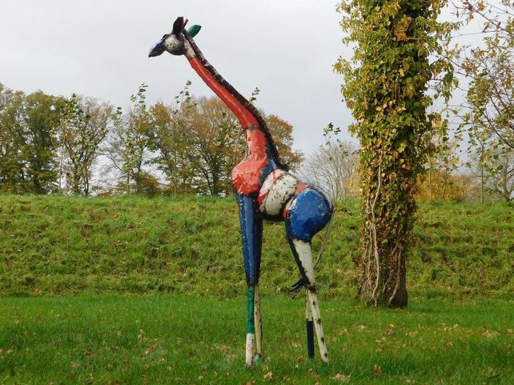 Giraffe ''Zawadi'' XL - 200 cm - Handgemaakt Metalen Kunstwe, Antiek en Kunst, Kunst | Designobjecten, Ophalen of Verzenden