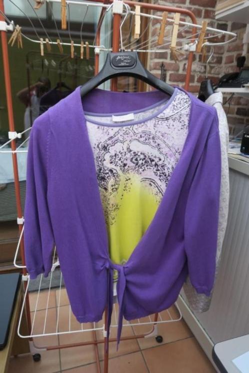 Twinset paars geel Nice connection mt 42, Kleding | Dames, Truien en Vesten, Zo goed als nieuw, Maat 42/44 (L), Overige kleuren