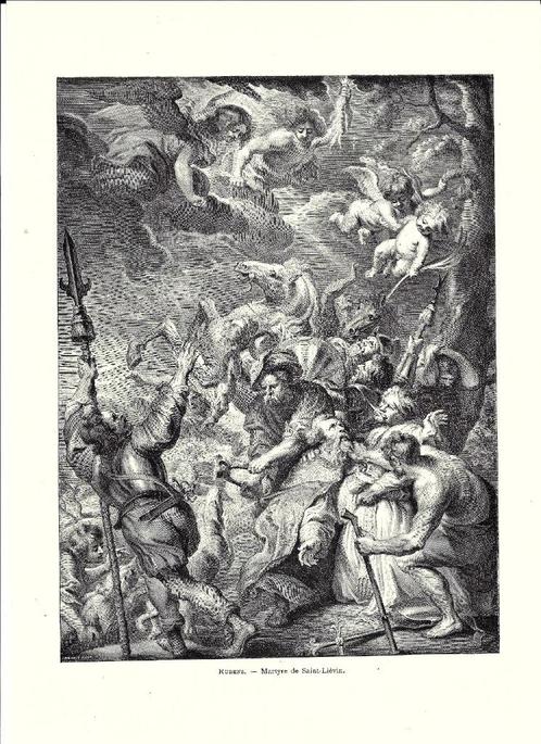 1892 - Martyre de Saint-Levin, Antiek en Kunst, Kunst | Etsen en Gravures, Ophalen of Verzenden