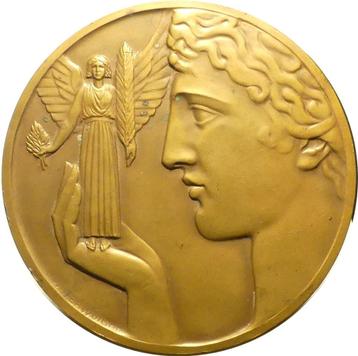 Grande médaille en bronze "cigarette Saint Michel", Enlèvement ou Envoi, Bronze