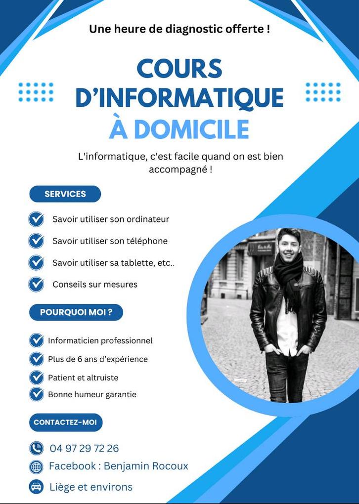 Cours d’informatique à domicile  (Liege et alentours), Boeken, Informatica en Computer, Nieuw, Besturingssystemen, Ophalen of Verzenden