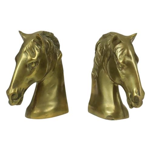 Vintage Koppel Messing Boekensteunen Paardenkop Beelden, Antiek en Kunst, Curiosa en Brocante, Ophalen of Verzenden