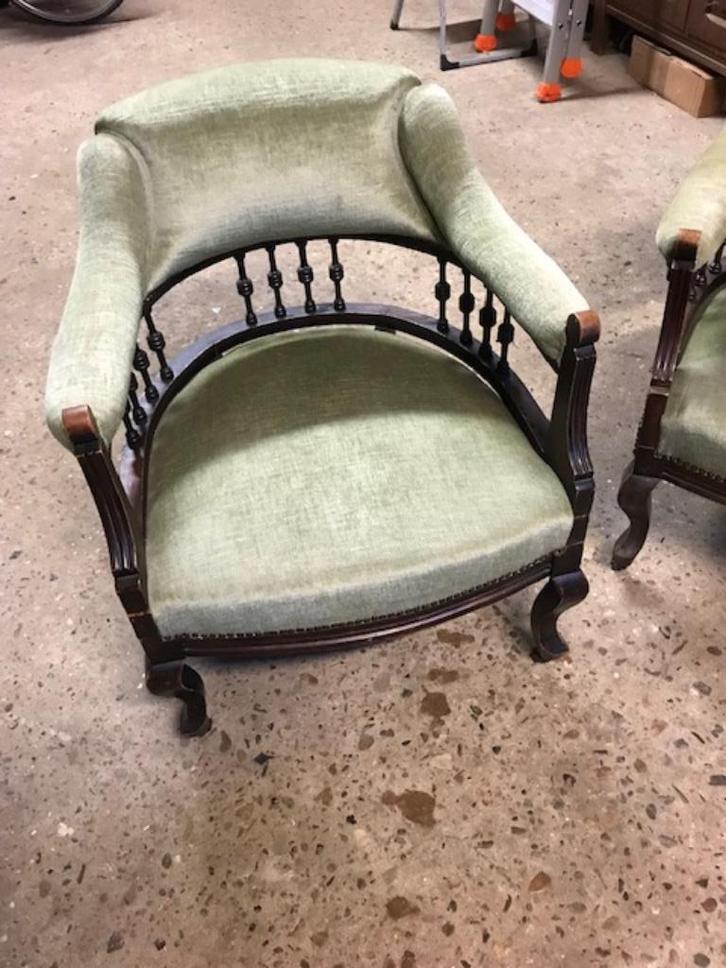 antieke zeteltjes en bijzet-tafeltje, Huis en Inrichting, Zetels | Zetels, Gebruikt, Minder dan 150 cm, Minder dan 75 cm, Hout