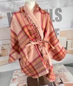 Twinset Milano - Wool poncho franjes wol wollen stof jas, Ophalen of Verzenden, Zo goed als nieuw, Roze