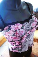 roze/grijs vloeiend bebloemde top maat S, Vêtements | Femmes, Tops, Comme neuf, Taille 36 (S), Sans manches, Vintage