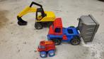 Camions de construction et bulldozer en plastique 12 a 30 cm, Ophalen of Verzenden, Zo goed als nieuw