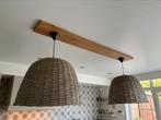 2 lampen met rieten lampenkappen, Huis en Inrichting, Ophalen
