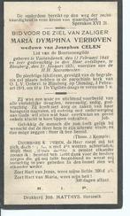 RP Maria Dymhna Verboven 1848-1931 Vaerendonck, Ophalen of Verzenden, Rouwkaart