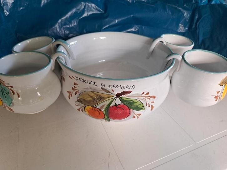 Service à sangria en céramique, vintage, Huis en Inrichting, Keuken | Servies, Zo goed als nieuw, Keramiek, Ophalen