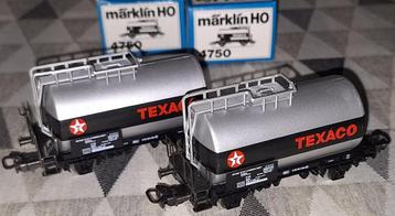 2 x Märklin HO 4750 ketelwagen "Texaco" van de DB, Hobby & Loisirs créatifs, Enlèvement ou Envoi, Comme neuf, Wagon, Märklin