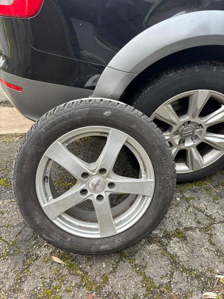 4 Roues Hiver Continental 205/55 R16 sur Jantes Alu DEZENT -, Auto-onderdelen, Banden en Velgen, Band(en), Ophalen