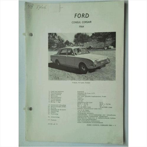 Ford Consul Corsair Vraagbaak losbladig 1964 #3 Nederlands, Livres, Autos | Livres, Utilisé, Ford, Enlèvement ou Envoi