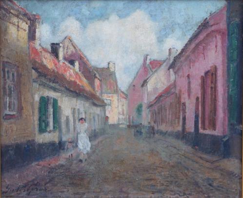 Pieter Gorus (1881-1941): Stadszicht (O/D, 68 x 59 cm), Antiek en Kunst, Kunst | Schilderijen | Klassiek, Ophalen of Verzenden