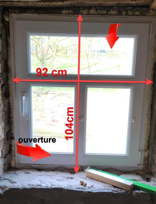 Châssis PVC blanc en T double vitrage, oscillant battant, Bricolage & Construction, Vitres, Châssis & Fenêtres, Utilisé, Fenêtre de façade ou Vitre