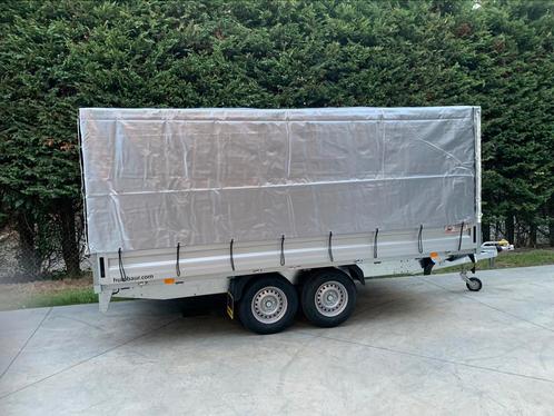 Aanhangwagen dubbelas plateau + huif MTM 3000kg, Auto diversen, Aanhangers en Bagagewagens, Nieuw, Ophalen of Verzenden