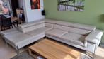 Lederen hoeksalon met chaise longue en poef, Ophalen, Gebruikt, Leer, 200 tot 250 cm