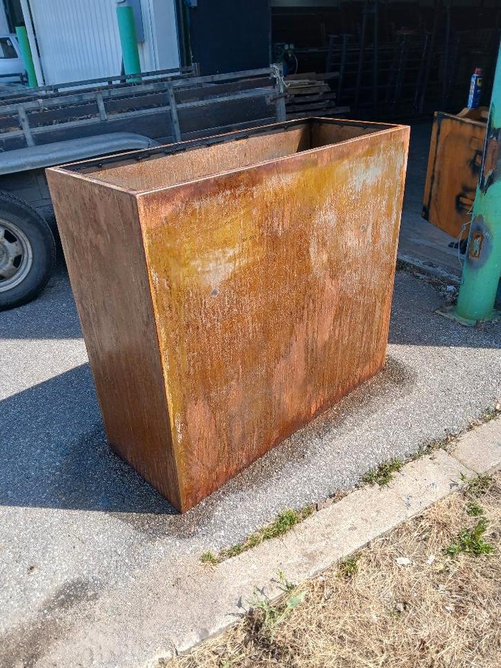 Bac à fleur acier corten, Tuin en Terras, Bloembakken en Plantenbakken, Nieuw, Metaal, Binnen, Balkon, Tuin, 60 cm of meer, 100 cm of meer