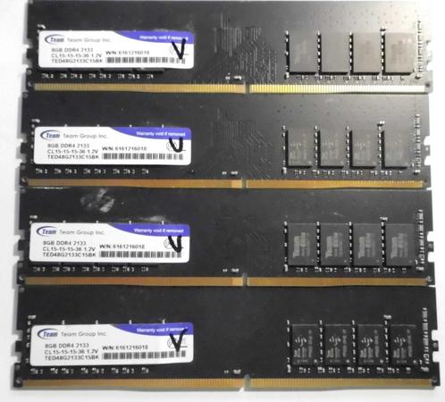 Kit 4 x 8  Gb DDR4 à 2133 Mhz, Computers en Software, RAM geheugen, Desktop, 32 GB, DDR4, Ophalen of Verzenden