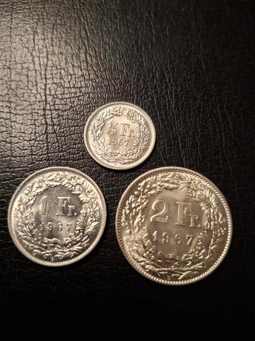 Switserland 0,5 + 1 + 2 fr 1967, Postzegels en Munten, Munten | Europa | Niet-Euromunten, Verzenden