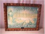 Oude Religieuze Spreuk 'Geloofd Zij Jezus Christus' - 45x36, Ophalen of Verzenden
