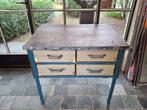 Industrieel vintage werktafeltje / ladekast, Huis en Inrichting, Kasten | Ladekasten, Ophalen, 50 tot 100 cm, Zo goed als nieuw