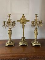 Bronzen schouwgarnituur, Antiek en Kunst, Ophalen, Koper of Brons