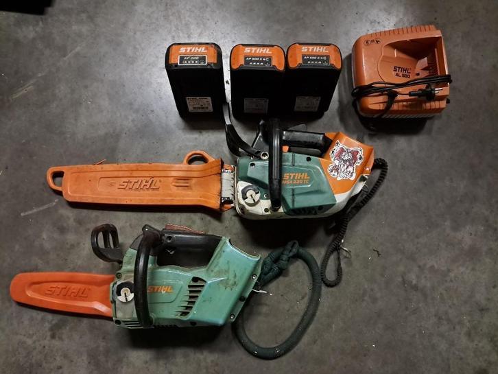 Limited edition green Stihl kettingzagen en batterijen, Tuin en Terras, Hand-tuingereedschap, Gebruikt, Overige soorten, Ophalen