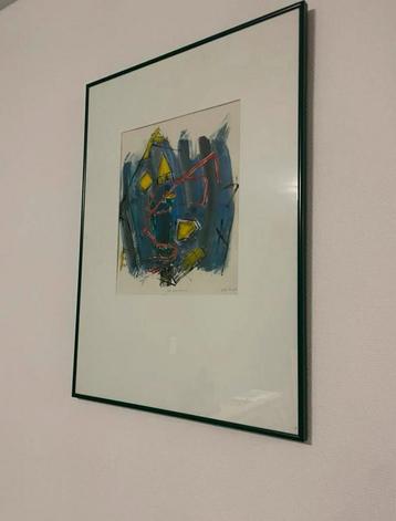 Abstract schilderij ‘De Rode Draad’ van Lea Trekels beschikbaar voor biedingen