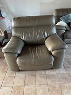 Grijze lederen 1 persoons zetel, Ophalen, Zo goed als nieuw