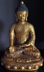 Grote Boeddha in verguld brons, gesigneerd - 1960 - China, Antiek en Kunst, Ophalen of Verzenden