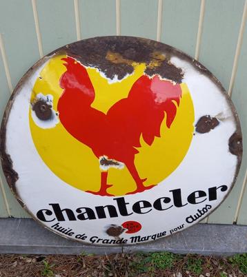 panneau d'affichage en émail rare OIL Chantecler, Enlèvement, Utilisé, Panneau publicitaire