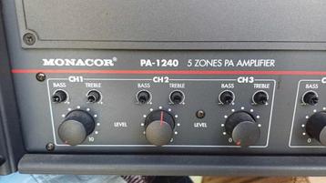  MONACOR PA-1240 Amplificateur-Mixeur Public Adres 5 zones 