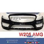W205 AMG Voorbumper zwart Mercedes C Klasse 2014-2019 origin, Pare-chocs, Avant, Utilisé, Enlèvement ou Envoi
