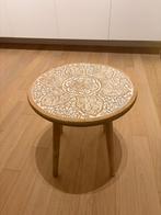 Bijzettafel, Huis en Inrichting, Tafels | Bijzettafels, Minder dan 55 cm, Rond, Zo goed als nieuw, Hout