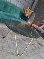 Salontafel marmer en goud, Huis en Inrichting, Tafels | Salontafels, Ophalen, Zo goed als nieuw, Rond