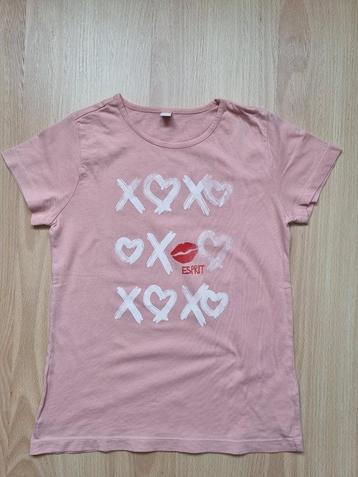 Roze T-shirt met opschrift - Esprit - maat 140-146, Kinderen en Baby's, Kinderkleding | Maat 146, Meisje, Ophalen of Verzenden