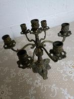 Antieke bronzen kandelaar, vintage voor 7 kaarsen, Ophalen, Brons