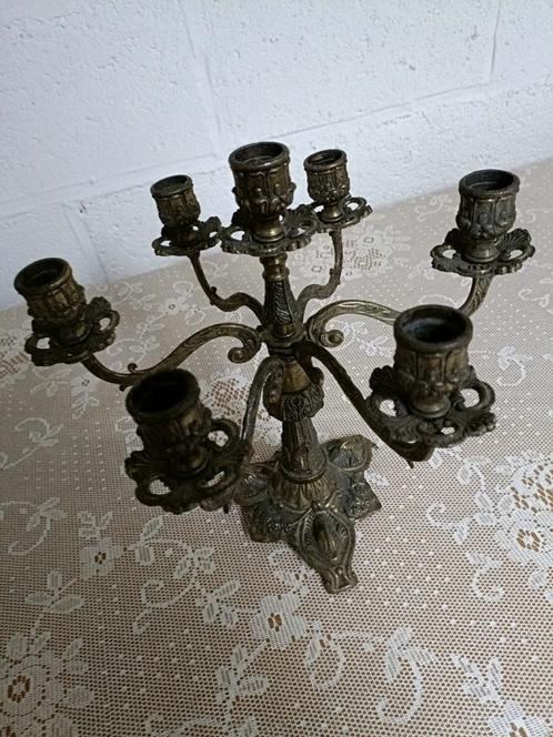 Antieke bronzen kandelaar, vintage voor 7 kaarsen, Antiek en Kunst, Antiek | Brons en Koper, Brons, Ophalen